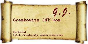 Greskovits János névjegykártya